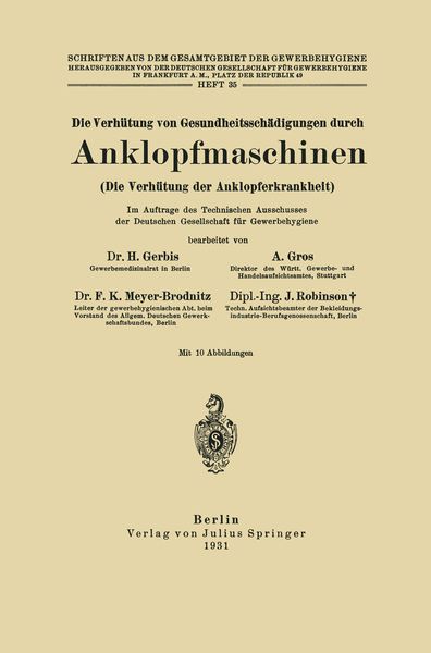 Produktbild: Die Verh&uuml;tung von Gesundheitssch&auml;digungen durch Anklopfmaschinen (Die Verh&uuml;tung der Anklopferkrankheit)
