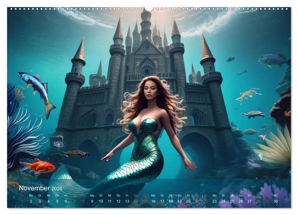 Produktbild: Meerjungfrauen in mystischen Unterwasserwelten (Wandkalender 2026 DIN A2 quer), CALVENDO Monatskalender