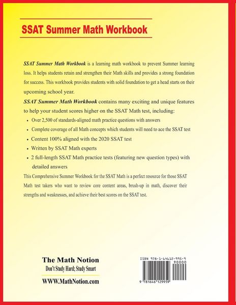 Produktbild: SSAT Lower Level Summer Math Workbook