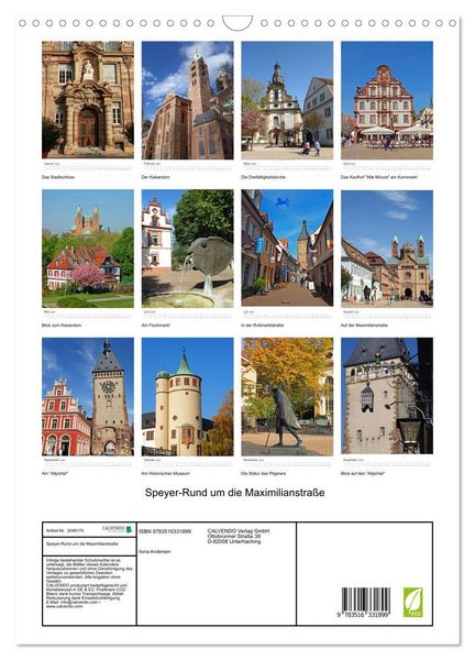 Produktbild: Speyer-Rund um die Maximilianstra&szlig;e (Wandkalender 2026 DIN A3 hoch), CALVENDO Monatskalender