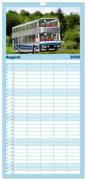 Produktbild: Familienplaner 2026 - Omnibusse im Fokus mit 5 Spalten (Wandkalender, 21 x 45 cm) CALVENDO