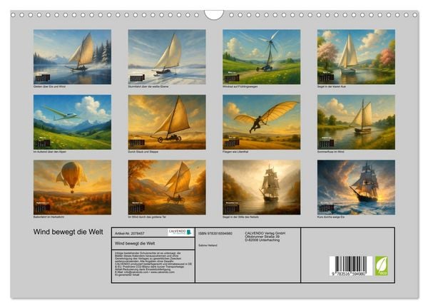 Produktbild: Wind bewegt die Welt (Wandkalender 2026 DIN A3 quer), CALVENDO Monatskalender