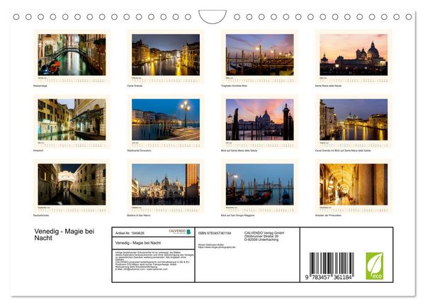 Produktbild: Venedig - Magie bei Nacht (Wandkalender 2026 DIN A4 quer), CALVENDO Monatskalender