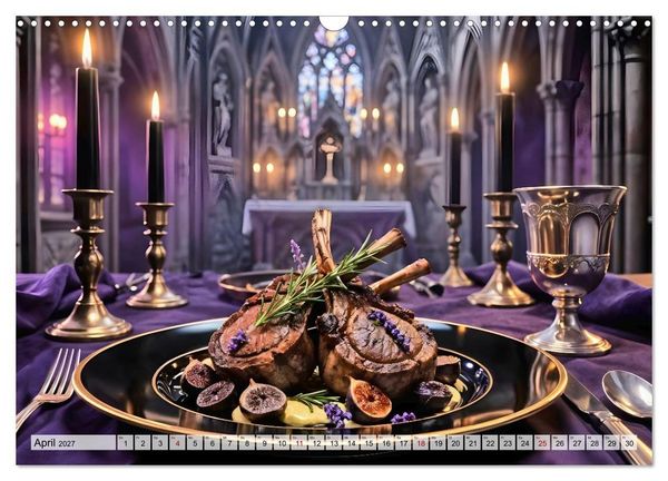 Produktbild: Schattenbankett - Gothic Fine Dining &ndash; 12 Men&uuml;s in dunkler Eleganz (Wandkalender 2027 DIN A3 quer), CALVENDO Monatskalender