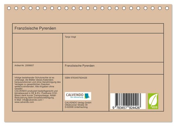 Produktbild: Franz&ouml;sische Pyren&auml;en (Tischkalender 2026 DIN A5 quer), CALVENDO Monatskalender