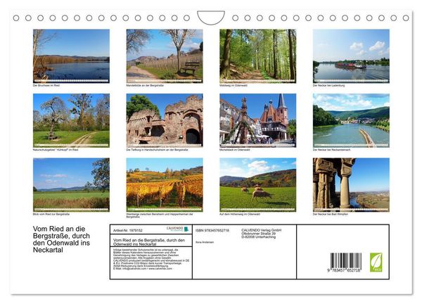 Produktbild: Vom Ried an die Bergstra&szlig;e, durch den Odenwald ins Neckartal (Wandkalender 2026 DIN A4 quer), CALVENDO Monatskalender