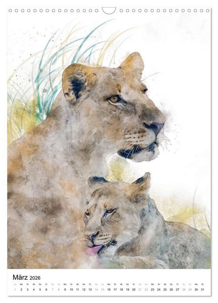 Produktbild: Afrikas Tierwelt - wie gemalt (Wandkalender 2026 DIN A3 hoch), CALVENDO Monatskalender