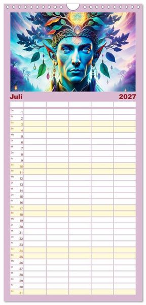 Produktbild: Familienplaner 2027 - Elfen Zauberhafte Fantasiewesen mit 5 Spalten (Wandkalender, 21 x 45 cm) CALVENDO