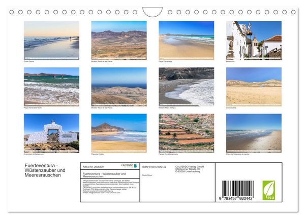 Produktbild: Fuerteventura - W&uuml;stenzauber und Meeresrauschen (Wandkalender 2026 DIN A4 quer), CALVENDO Monatskalender