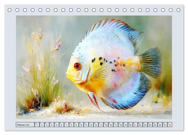 Produktbild: Diskusfische. Buntbarsche im S&uuml;&szlig;wasserbecken (Tischkalender 2027 DIN A5 quer), CALVENDO Monatskalender