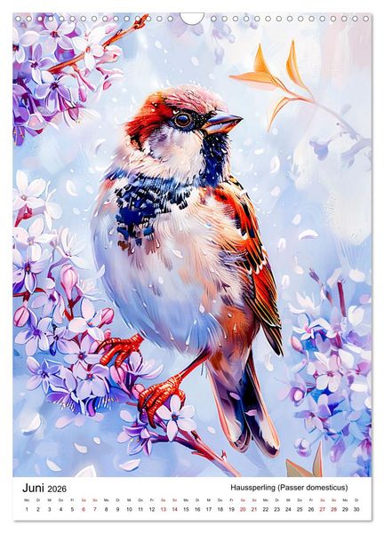 Produktbild: Heimische V&ouml;gel - Singv&ouml;gel zwischen Bl&uuml;ten und Beeren (Wandkalender 2026 DIN A3 hoch), CALVENDO Monatskalender