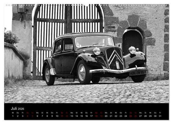 Produktbild: Citro&euml;n 11 CV Traction Avant in schwarzweiss (Wandkalender 2026 DIN A2 quer), CALVENDO Monatskalender