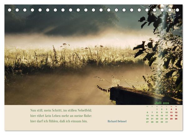 Produktbild: Nebelfarben. Ein poetischer Spaziergang (Tischkalender 2026 DIN A5 quer), CALVENDO Monatskalender