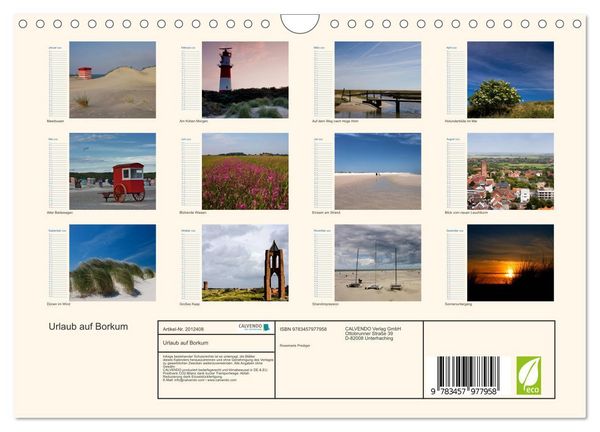 Produktbild: Urlaub auf Borkum (Wandkalender 2026 DIN A4 quer), CALVENDO Monatskalender