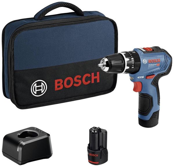 Bosch Professional GSB 12V-30 -Akku-Schlagbohrmaschine  bürstenlos, inkl. 2. Akku, inkl. Ladegerät, inkl. Tasche