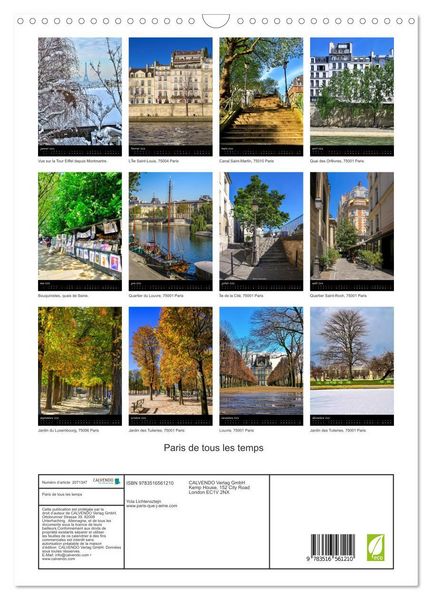 Produktbild: Paris de tous les temps (Calendrier mural 2026 DIN A3 horizontal), CALVENDO calendrier mensuel