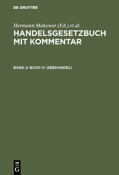 Produktbild: Handelsgesetzbuch mit Kommentar / Buch IV (Seehandel)
