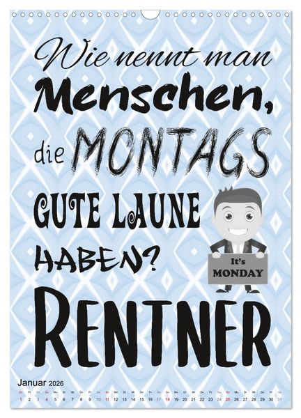 Produktbild: Coole Spr&uuml;che zum Ruhestand (Wandkalender 2026 DIN A3 hoch), CALVENDO Monatskalender