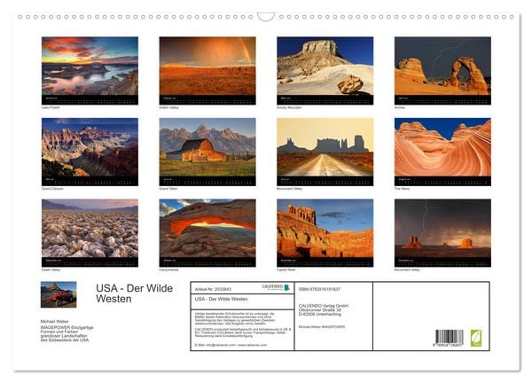 Produktbild: USA - Der Wilde Westen (Wandkalender 2026 DIN A2 quer), CALVENDO Monatskalender