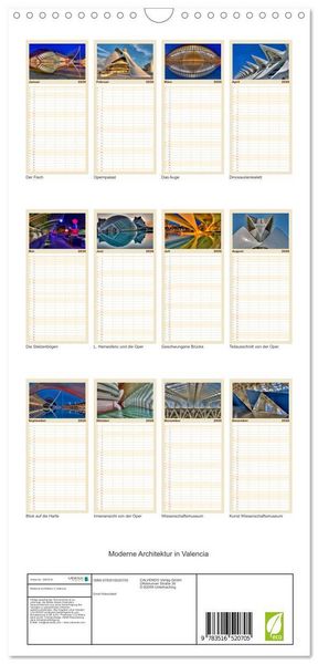 Produktbild: Familienplaner 2026 - Moderne Architektur in Valencia mit 5 Spalten (Wandkalender, 21 x 45 cm) CALVENDO