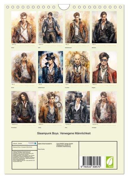 Produktbild: Steampunk Boys. Verwegene M&auml;nnlichkeit (Wandkalender 2026 DIN A4 hoch), CALVENDO Monatskalender