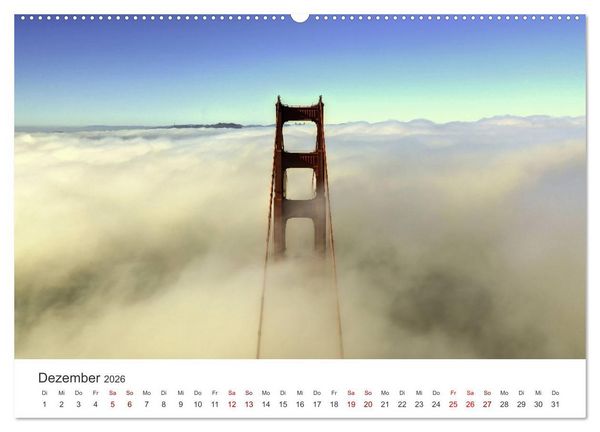 Produktbild: Golden Gate Bridge - Das ber&uuml;hmte Wahrzeichen von San Francisco. (hochwertiger Premium Wandkalender 2026 DIN A2 quer), Kunstdruck in Hochglanz