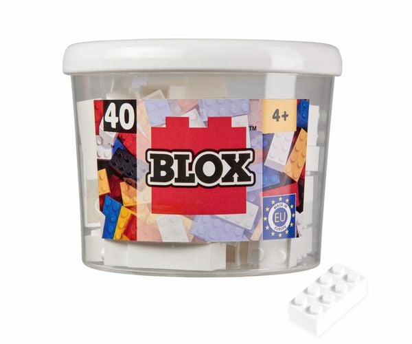Simba 104118890 - Blox Steine in Dose, Konstruktionsspielzeug, 40, weiß