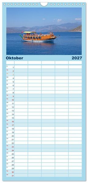 Produktbild: Familienplaner 2027 - Sommer an der T&uuml;rkischen &Auml;g&auml;is mit 5 Spalten (Wandkalender, 21 x 45 cm) CALVENDO
