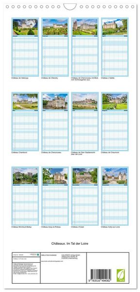 Produktbild: Familienplaner 2026 - Ch&acirc;teaux. Im Tal der Loire mit 5 Spalten (Wandkalender, 21 x 45 cm) CALVENDO