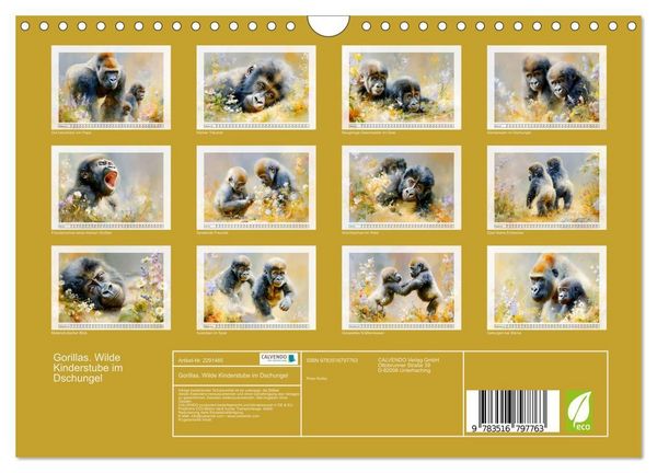 Produktbild: Gorillas. Wilde Kinderstube im Dschungel (Wandkalender 2027 DIN A4 quer), CALVENDO Monatskalender