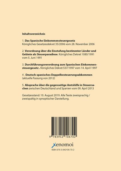 Produktbild: Das spanische Einkommensteuergesetz mit Durchf&uuml;hrungsverordnung