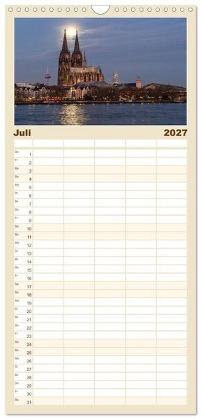 Produktbild: Familienplaner 2027 - Urbane Impressionen: Domstadt K&ouml;ln - Lebensgef&uuml;hl am Rhein mit 5 Spalten (Wandkalender, 21 x 45 cm) CALVENDO
