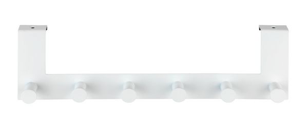 Produktbild: T&uuml;rgarderobe Mod. Celano Wei&szlig;, 6 Haken, f&uuml;r T&uuml;rfalzst&auml;rken bis 2 cm