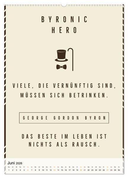 Produktbild: Dichter als Goethe - Der literarische Alkohol-Kalender (hochwertiger Premium Wandkalender 2026 DIN A2 hoch), Kunstdruck in Hochglanz
