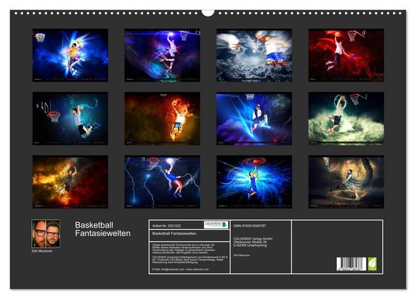 Produktbild: Basketball Fantasiewelten (Wandkalender 2026 DIN A2 quer), CALVENDO Monatskalender