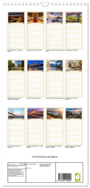 Produktbild: Familienplaner 2026 - Von Porto bis an die Algarve mit 5 Spalten (Wandkalender, 21 x 45 cm) CALVENDO