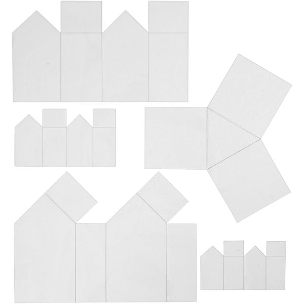 Produktbild: Creativ Company Formmatten, H&auml;user und Dreiecke, H 6-14,5 cm, Transparent, 5 Stk