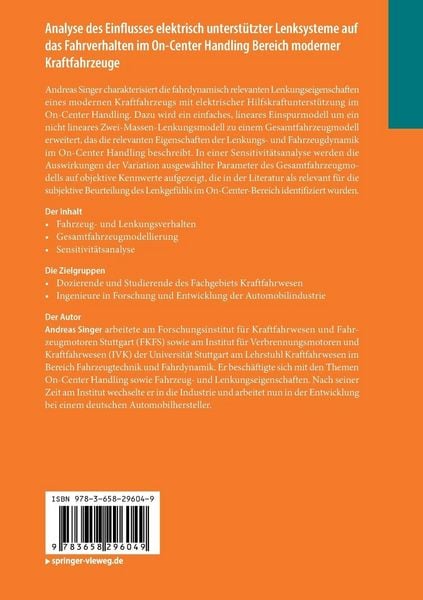 Produktbild: Analyse des Einflusses elektrisch unterstützter Lenksysteme auf das Fahrverhalten im On-Center Handling Bereich moderner Kraftfahrzeuge
