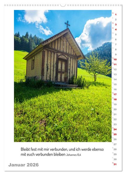 Produktbild: Kapellen mit Bibelzitaten (hochwertiger Premium Wandkalender 2026 DIN A2 hoch), Kunstdruck in Hochglanz