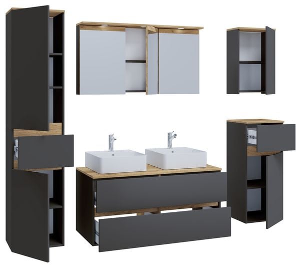 Produktbild: 7 tlg. Badm&ouml;bel-Set mit Waschbecken Cosila-A 111cm