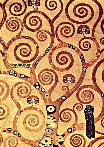 Produktbild: Notizbuch sch&ouml;n gestaltet mit Leseband - A5 Hardcover blanko - Gustav Klimt "Lebensbaum" - 100 Seiten 90g/m