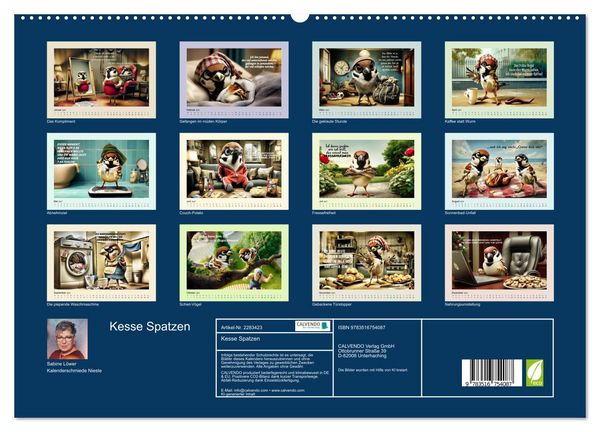 Produktbild: Kesse Spatzen (hochwertiger Premium Wandkalender 2027 DIN A2 quer), Kunstdruck in Hochglanz