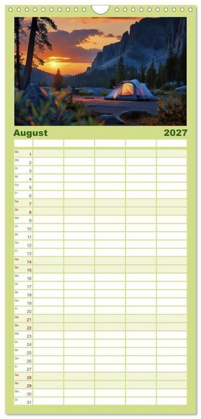 Produktbild: Familienplaner 2027 - Camping-Life und Abenteuer mit 5 Spalten (Wandkalender, 21 x 45 cm) CALVENDO