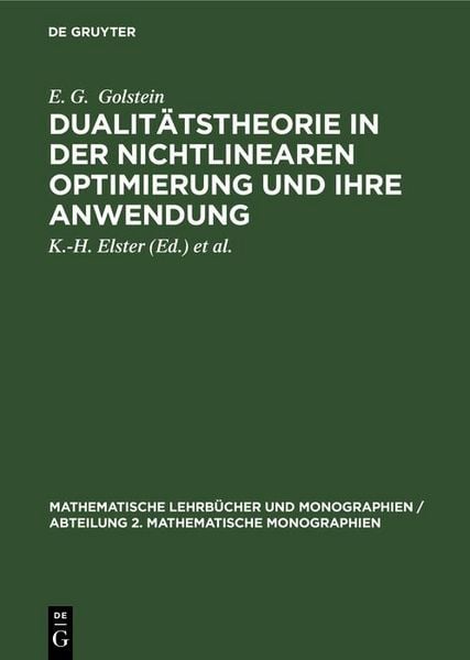 Produktbild: Dualit&auml;tstheorie in der nichtlinearen Optimierung und ihre Anwendung