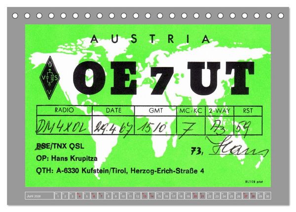 Produktbild: Austria calling - Amateurfunk in &Ouml;sterreich (Tischkalender 2026 DIN A5 quer), CALVENDO Monatskalender