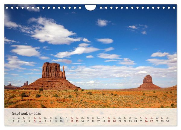 Produktbild: Monument Valley - Faszinierende Westernkulisse in den USA (Wandkalender 2026 DIN A4 quer), CALVENDO Monatskalender