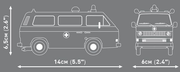 Produktbild: COBI 24636 - VW Volkswagen T3 Krankenwagen, Bausatz 1:35, 141 Klemm