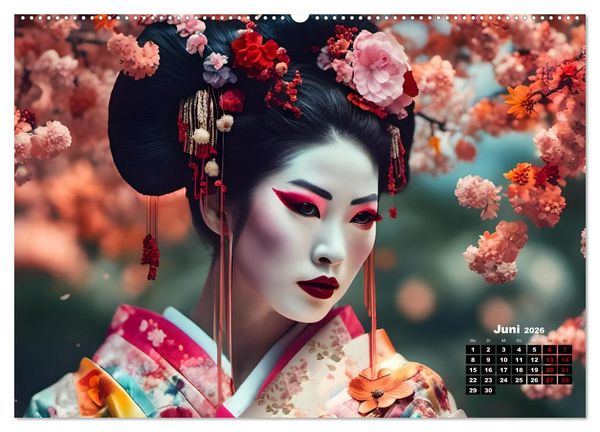 Produktbild: Geishas Portraits von japanischen Gastgeberinnen inspiriert (Wandkalender 2026 DIN A2 quer), CALVENDO Monatskalender