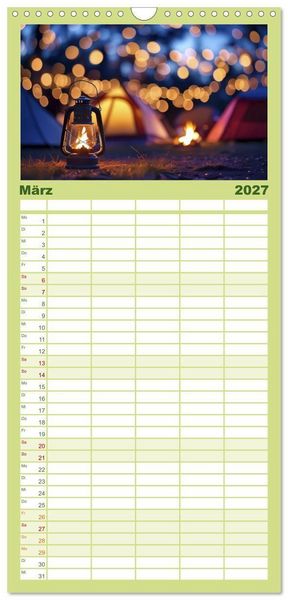 Produktbild: Familienplaner 2027 - Camping-Life und Abenteuer mit 5 Spalten (Wandkalender, 21 x 45 cm) CALVENDO