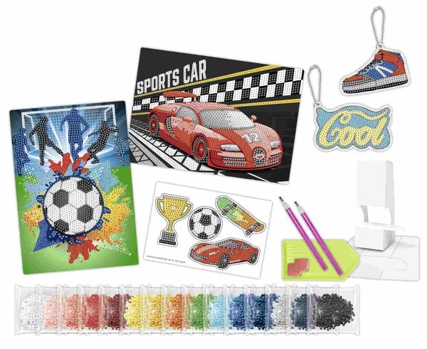 URSUS Kinder-Bastelsets, Diamond Painting Creative Set Sports, 2er Karten